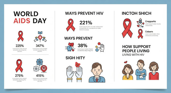 "A red ribbon symbol on a dark background with candlelight vigil, honoring AIDS victims and supporting awareness with hopeful messages."

