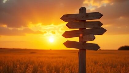 Sunset Signpost: Guiding Your Journey Towards the Golden Horizon