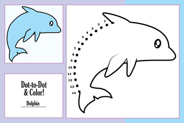 Printable Dolphin Dot-to-Dot Coloring Page