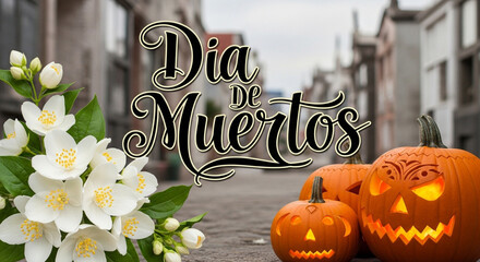 "A traditional Dia de Muertos altar with marigolds, sugar skulls, and candles, honoring ancestors with vibrant Mexican cultural symbolism."

