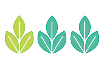 Lime Green Teal Minimalist Leaf Shapes Set leaves