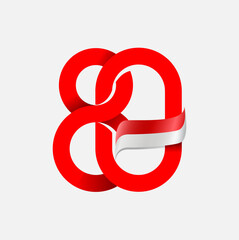 Vector abstract, modification 80 Indonesian Independent day symbol or icon.