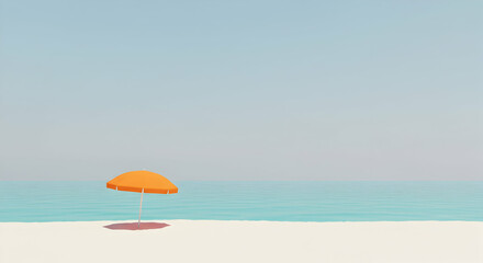 Summer Beach Vacation Minimalist Orange Umbrella Scene