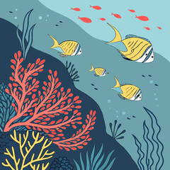Naklejka premium seamless pattern with fishes