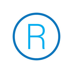 R mark. patent trademark r circle icon set. registered R pictogram.
