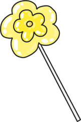 Flower Shaped Lollipop Clipart – Cute Yellow Candy Pop PNG Illustration