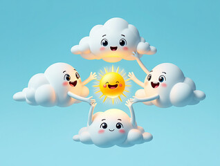 Happy clouds and sun cheerful
