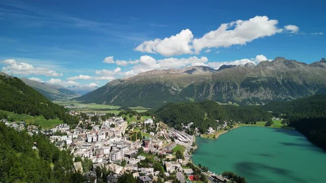 mountain landscape with lake near st. moritz