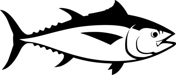 Tuna fish silhouette icon, tuna line art vector illustration silhouette of tuna black tuna silhouette. Vector illustration.
