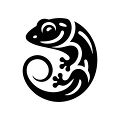 Simple black vector logo icon of gecko head
