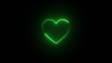 Neon glowing heart illustration on black background.