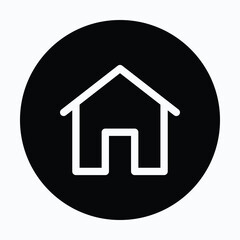 Home Button Circular Icon For User Interface, Isolated Vector Icon.