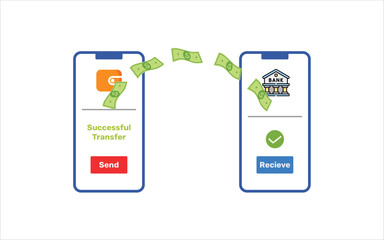 Illustration vector file of mobile-to-mobile money withdrawal and transfer. Features digital transaction with smartphone High quality with transparent background, banking, and digital wallet promotion