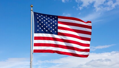 Fototapeta premium American flag waving in a clear sky