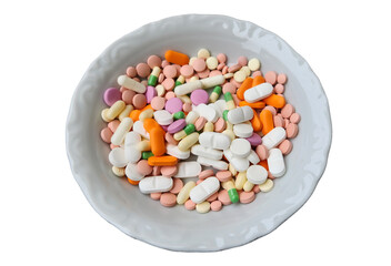 pill drugs in plates and isolated