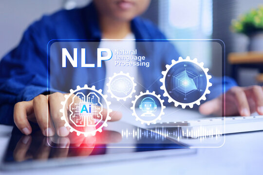 Natural language processing concept with the programmer using NLP based AI programming to help humans or user and computer communicate with machine or robot more effectively