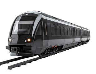 Fototapeta premium 3D black subway train icon isolated on transparent background. PNG