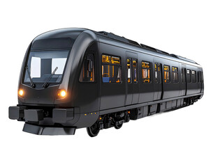 Fototapeta premium 3D black subway train icon isolated on transparent background. PNG