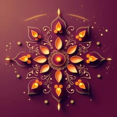 Obraz premium Symmetrical Diwali Festival Art in Flat Style