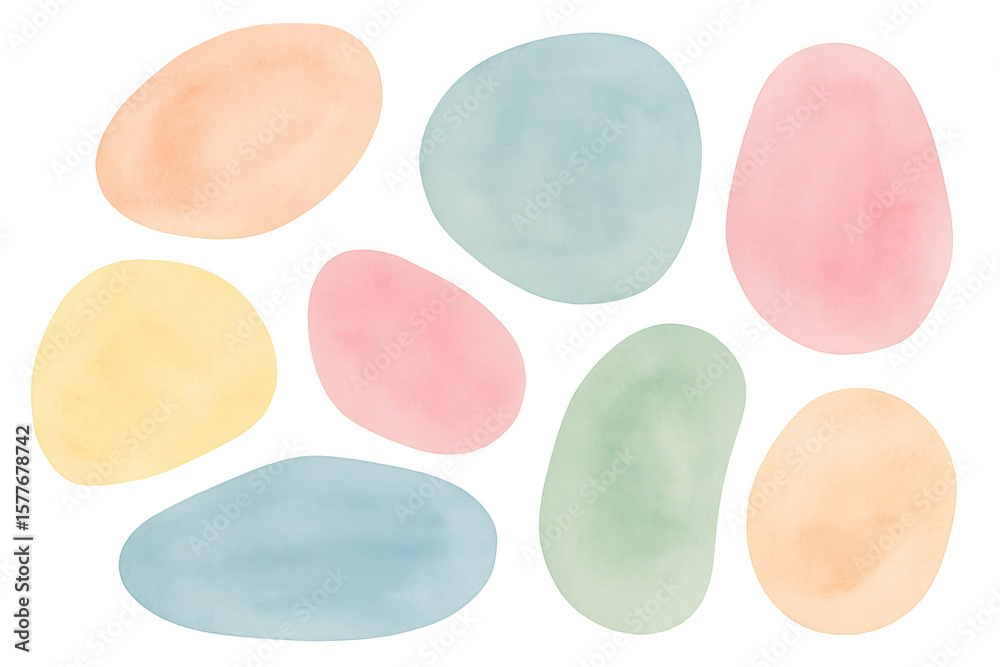 Poster pastel watercolor splashing across canvas, generating soft, multicolored abstract texture with artis