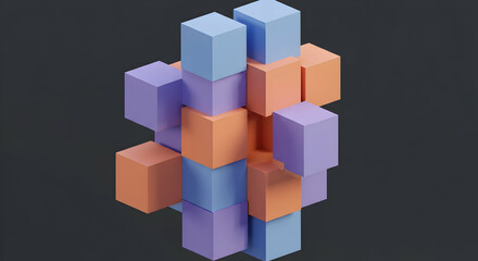 Obraz premium Abstract 3D Colorful Cubes Geometric Design Blocks