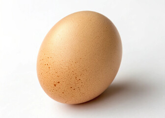 Single Brown Chicken Egg Isolated on White Background&mdash;Fresh Organic Food