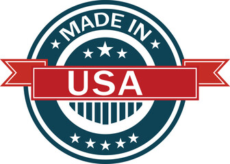 Obraz premium made in usa retro badge with stars and ribbon, vector emblem set
