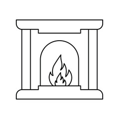 fireplace lineal icon with white background vector stock illustration