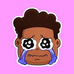 Crying Cartoon Face Emotional and Dramatic Sad Emoji Illustration