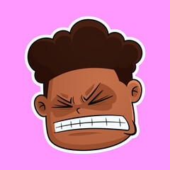 Cartoon Angry Face Frustrated and Furious Emoji Expression Vector
