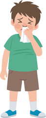 Obraz premium Boy with a tissue, feeling unwell.