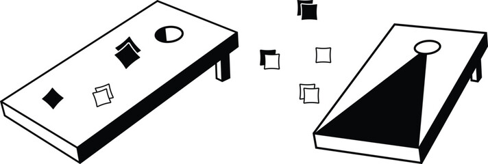 Cornhole boards Eps, Vector File Black and White 