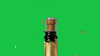 Champagne Cork Pops Green Screen Confetti Celebration - Powered by Adobe