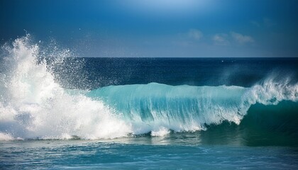 Obraz premium crashing wave breathtaking ocean waves breaking on the shore in a serene seascape