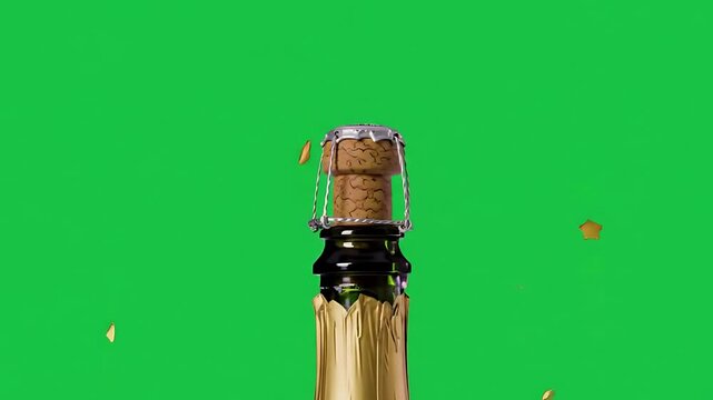 Champagne Cork Pops Green Screen Confetti Celebration
