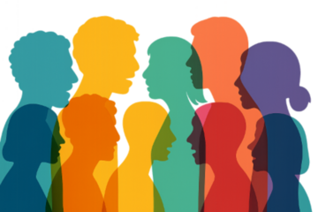 Vibrant Community: Diverse Group of People in Silhouette