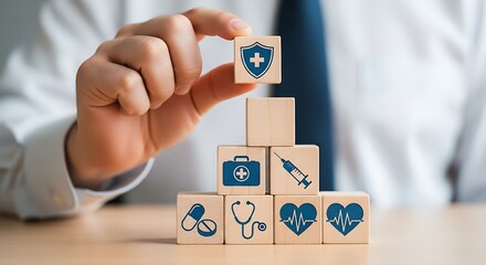 A visual metaphor for "teamwork" in healthcare delivery, a hand adds the final piece to a puzzle of "essential medical elements," emphasizing "patient safety" and the breadth of "medical solutions" av