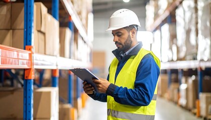 Warehouse worker checking inventory