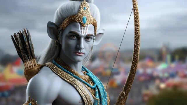 Rama virtues: perfect ruler, warrior ideal, loyal son, faithful husband, courage symbol, dharma follower, hero in Ramayana, noble tradition, Ayodhya heart, eternal protector.