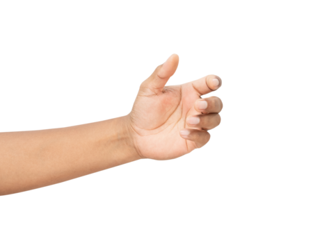 Man hand is open and holding something on isolated background - Powered by Adobe
