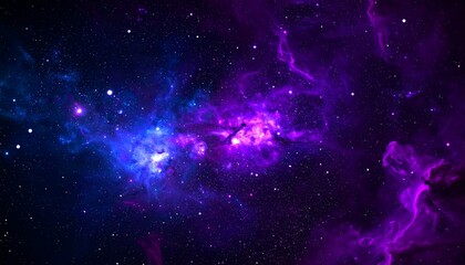 Fototapeta premium Deep Space Scene with Glowing Purple and Blue Nebulas