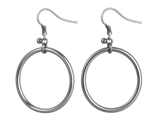 Minimal Hoop Earrings in Silver – Classic Jewelry PNG"