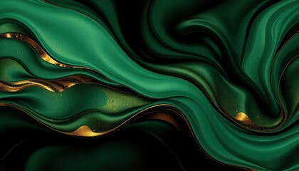 Obraz premium Abstract Emerald Green and Gold Flowing Texture for Elegant Background