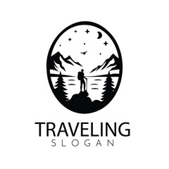 Traveling, travelling,, tour logo