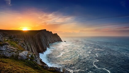 Obraz premium coastal cliff at sunset
