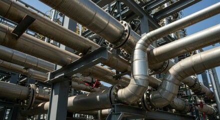 Industrial complex with interconnected pipelines