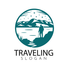 Traveling, travelling,, tour logo