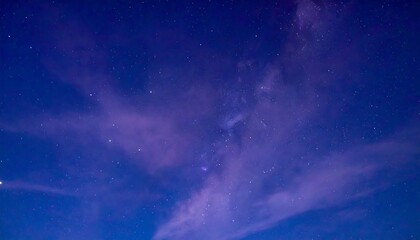 Fototapeta premium Starry Night Sky with Swirling Purple and Blue Galaxy Clouds
