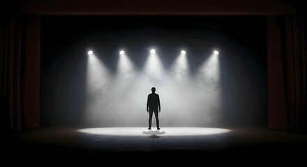 Spotlight Stage Performance Man Shadow Silhouette Theater