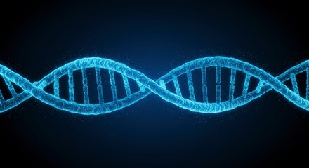 DNA double helix, glowing blue